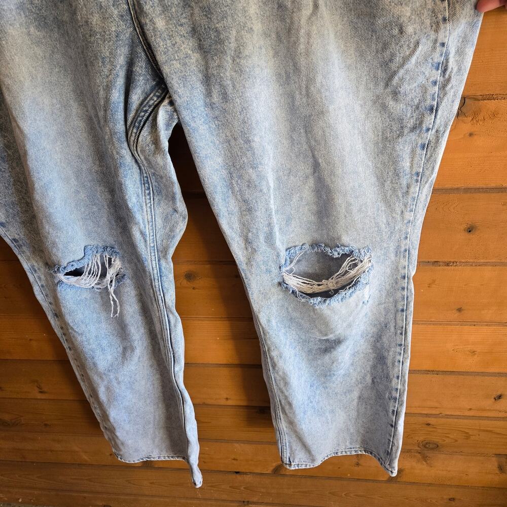 Good American Jean Good 90's Relaxed Straight Blue542 28 Distressed Plus Denim - Picture 6 of 7